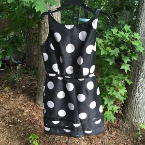 Just Taylor belted polka dot cocktail dress